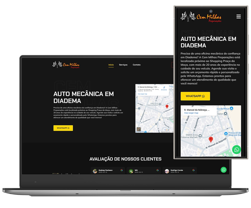 Mockup do site Cem Milhas